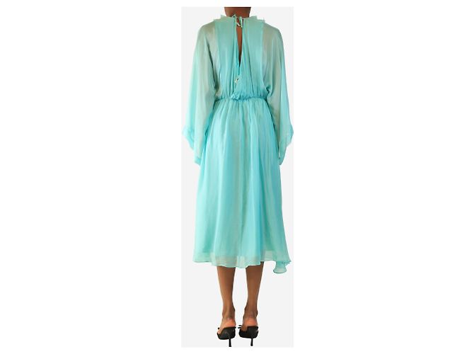 Attic and Barn Midi-Kleid aus Satin mit Rüschen in Petrol - Größe UK 6 - Ansicht 2