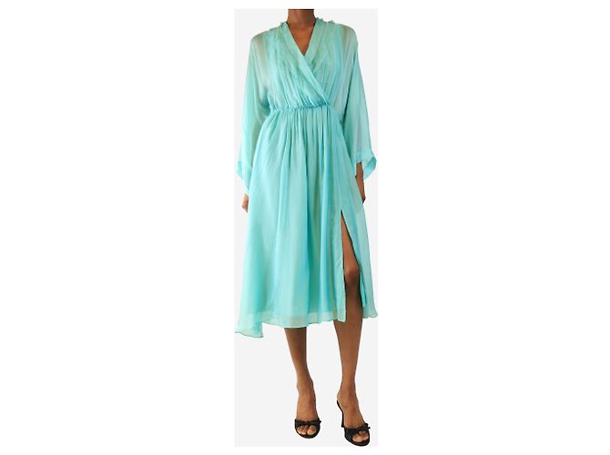 Attic and Barn Midi-Kleid aus Satin mit Rüschen in Petrol - Größe UK 6 - Ansicht 3