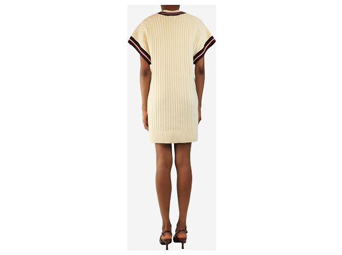 Autre Marque Strickkleid in Creme mit grobem Strick - Größe XS Roh - Ansicht 2