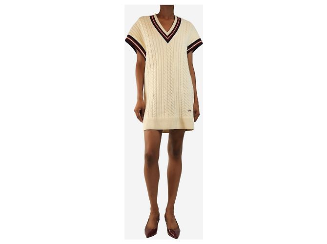 Autre Marque Strickkleid in Creme mit grobem Strick - Größe XS Roh - Ansicht 3
