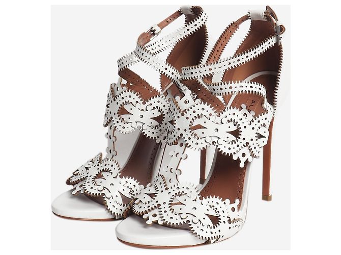 Alaïa Weiße Leder-High Heels mit Laserschnitt - Größe EU 38.5 (UK 5.5) - Ansicht 2