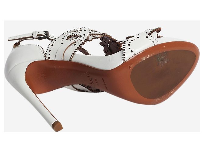 Alaïa Weiße Leder-High Heels mit Laserschnitt - Größe EU 38.5 (UK 5.5) - Ansicht 6