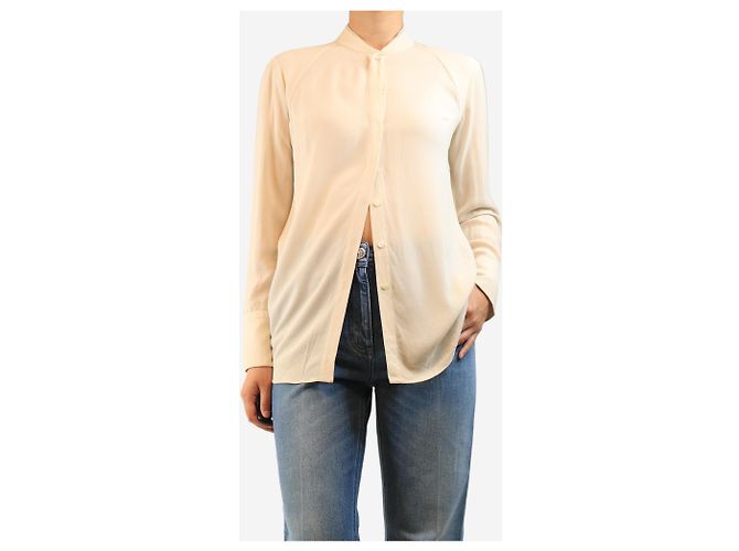 Brunello Cucinelli Creme-Seidencrepe-Bluse - Größe M Roh - Ansicht 3