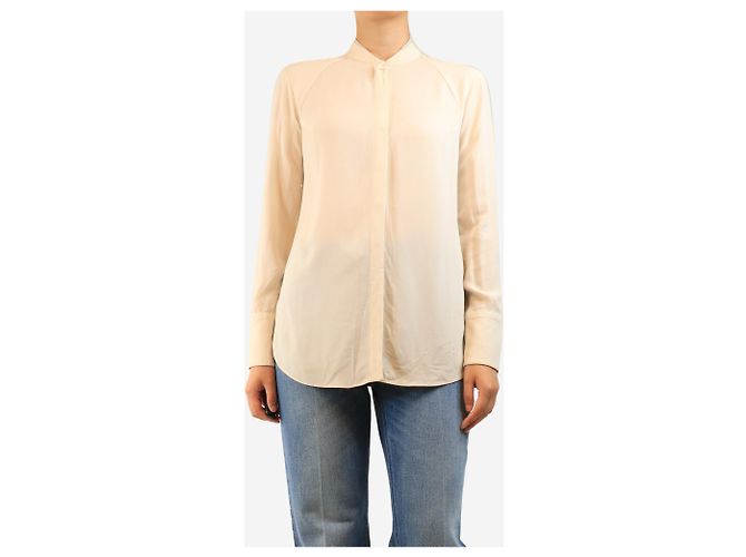 Brunello Cucinelli Creme-Seidencrepe-Bluse - Größe M Roh - Ansicht 4