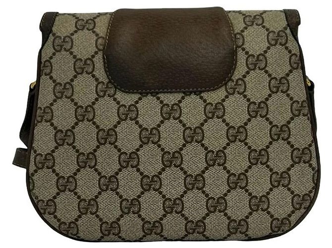 Gucci Old GG Logo Muster Leder Mini Schultertasche Braun - Ansicht 3