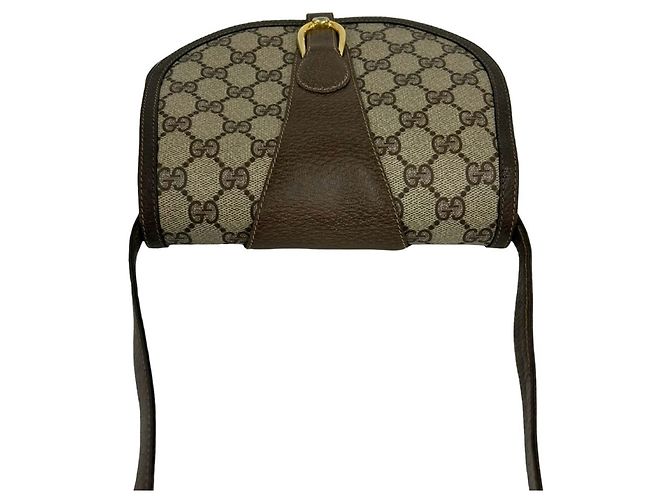 Gucci Old GG Logo Muster Leder Mini Schultertasche Braun - Ansicht 4