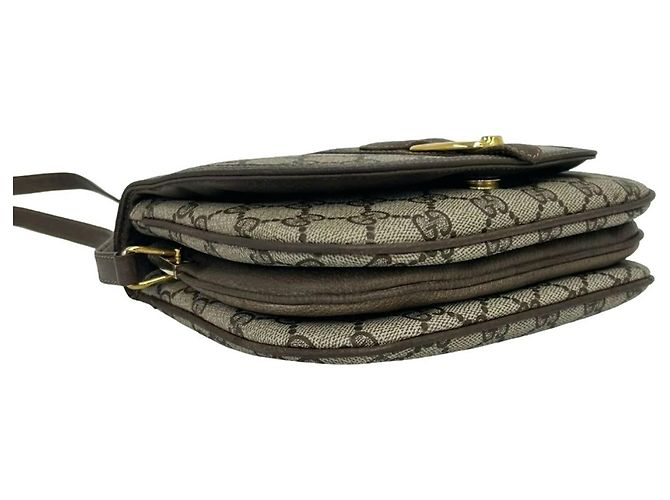 Gucci Old GG Logo Muster Leder Mini Schultertasche Braun - Ansicht 7