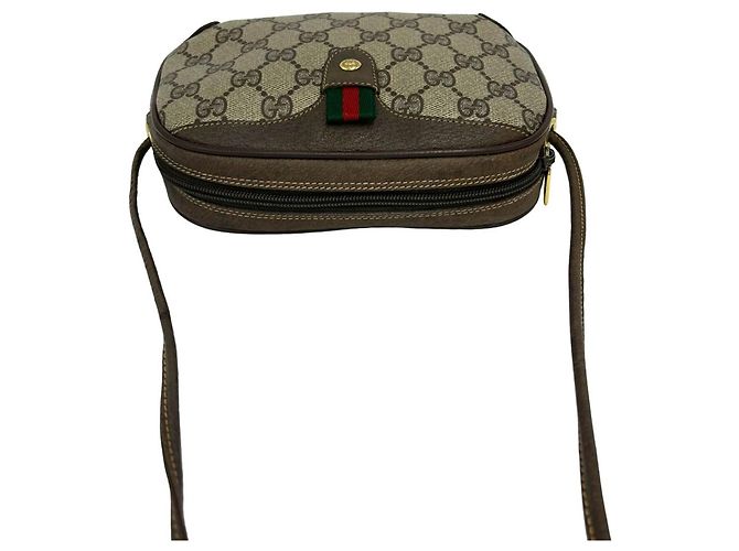 Borsa a tracolla GUCCI Old Gucci Sherry Line GG Logo Pattern in pelle Marrone Rosso Verde - vista 4