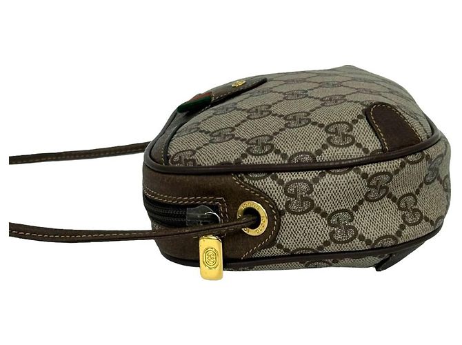 Borsa a tracolla GUCCI Old Gucci Sherry Line GG Logo Pattern in pelle Marrone Rosso Verde - vista 5