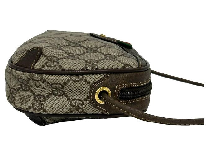 Borsa a tracolla GUCCI Old Gucci Sherry Line GG Logo Pattern in pelle Marrone Rosso Verde - vista 6