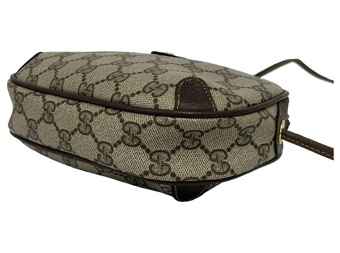 Borsa a tracolla GUCCI Old Gucci Sherry Line GG Logo Pattern in pelle Marrone Rosso Verde - vista 8