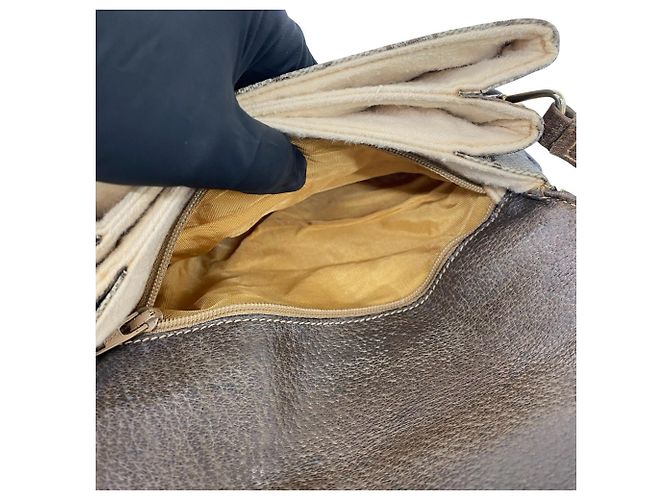 Bolso de hombro de cuero Gucci Vintage GG Pattern Logo Castaño - vista 10