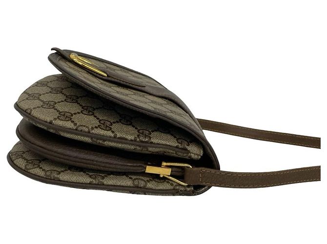 Bolso de hombro de cuero Gucci Vintage GG Pattern Logo Castaño - vista 6