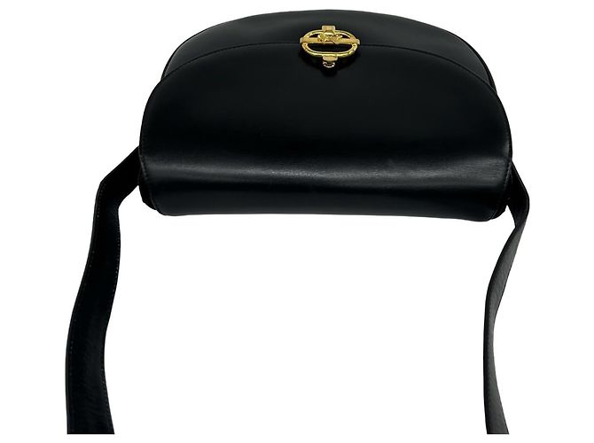 Céline Celine Vintage Carriage Hardware Schultertasche aus Kalbsleder Schwarz - Ansicht 4