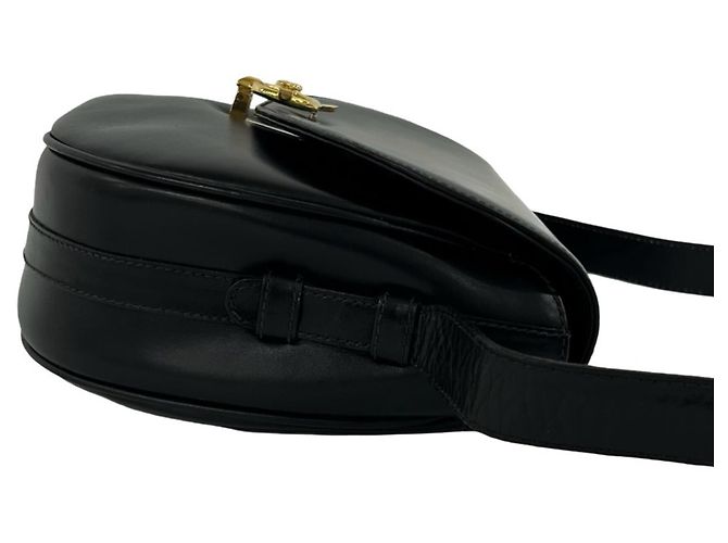 Céline Celine Vintage Carriage Hardware Schultertasche aus Kalbsleder Schwarz - Ansicht 6