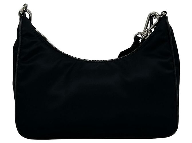 Saffiano Prada Re-Edition Schultertasche mit Triangle-Logo Schwarz - Ansicht 3