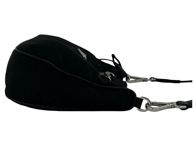 Saffiano Prada Re-Edition Schultertasche mit Triangle-Logo Schwarz - Ansicht 6