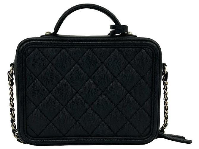 Borsa Chanel CC Filigree Matelassé Caviar Skin Nero - vista 3
