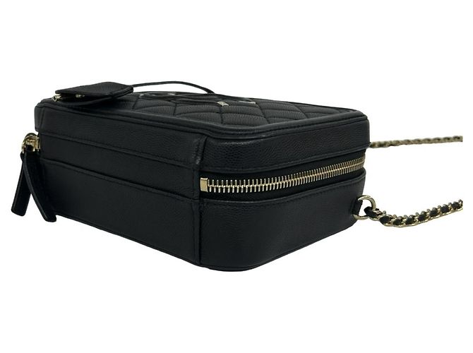 Borsa Chanel CC Filigree Matelassé Caviar Skin Nero - vista 8