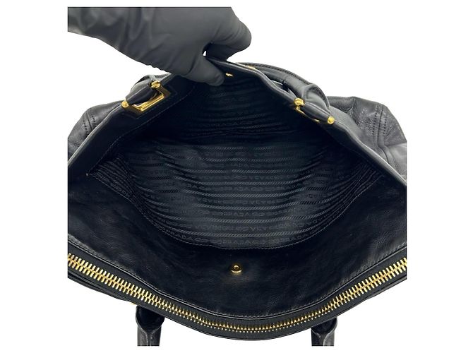 Borsa Boston in pelle Prada Nero - vista 10
