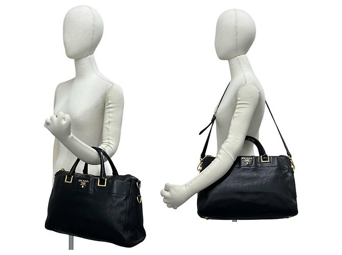 Borsa Boston in pelle Prada Nero - vista 2
