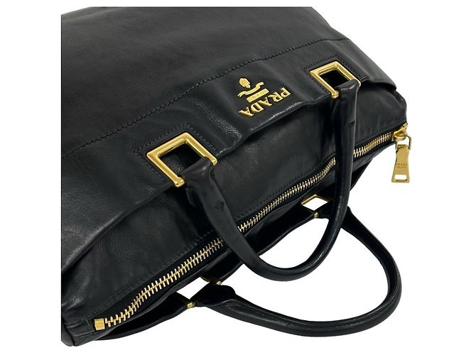 Borsa Boston in pelle Prada Nero - vista 4