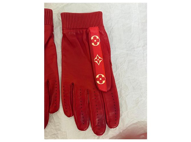 Louis Vuitton x Supreme Monogram Lederhandschuhe Rot Monogramm - Ansicht 3