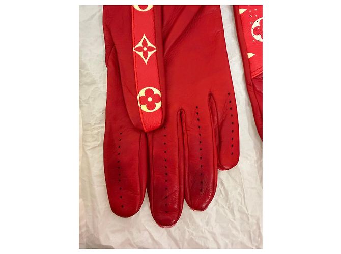 Louis Vuitton x Supreme Monogram Lederhandschuhe Rot Monogramm - Ansicht 8