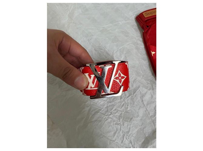 Louis Vuitton x Supreme Monogram Gürtel Rot Weiß - Ansicht 2