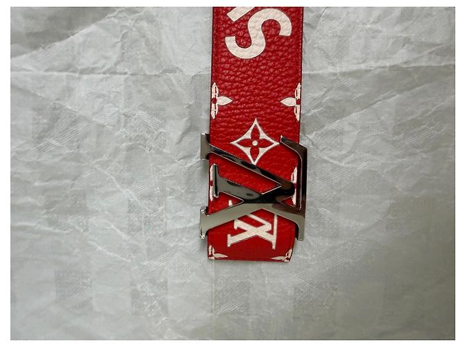 Louis Vuitton x Supreme Monogram Gürtel Rot Weiß - Ansicht 3