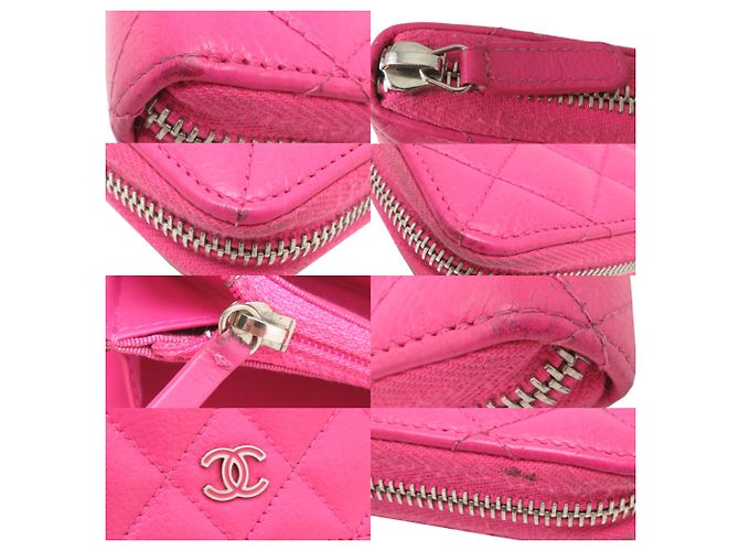 Cartera larga de piel de becerro granulada rosa Chanel - vista 10
