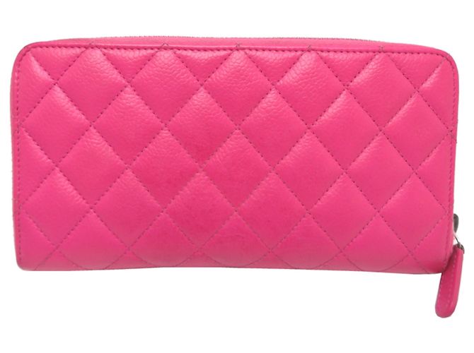 Cartera larga de piel de becerro granulada rosa Chanel - vista 2