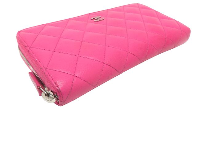 Cartera larga de piel de becerro granulada rosa Chanel - vista 3