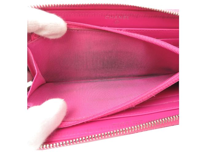 Cartera larga de piel de becerro granulada rosa Chanel - vista 6