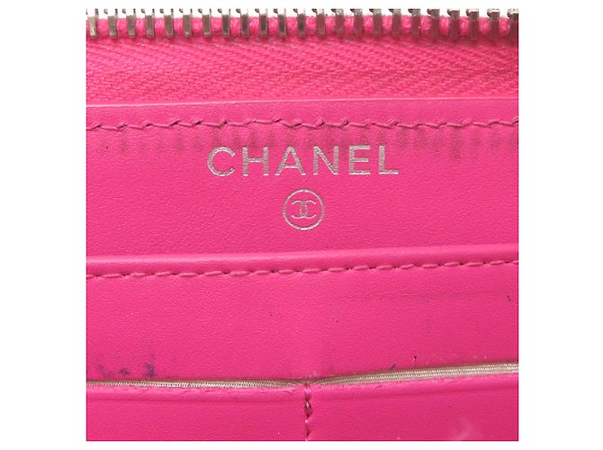 Cartera larga de piel de becerro granulada rosa Chanel - vista 7