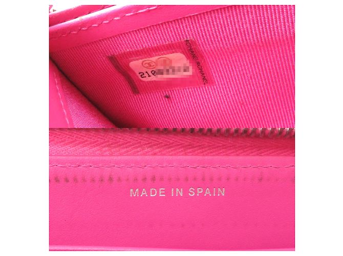 Cartera larga de piel de becerro granulada rosa Chanel - vista 8