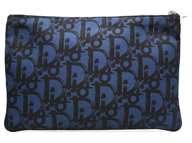 Clutch Christian Dior Dior Oblique Nero Blu - vista 2
