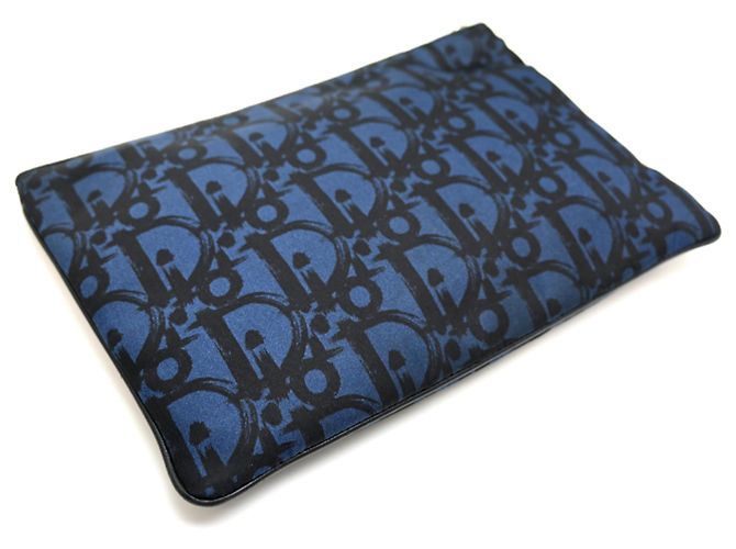 Clutch Christian Dior Dior Oblique Nero Blu - vista 4