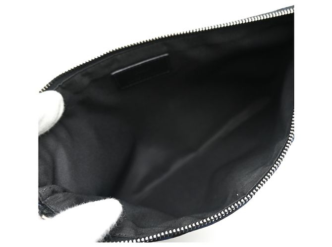 Clutch Christian Dior Dior Oblique Nero Blu - vista 5
