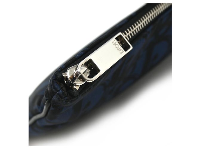 Clutch Christian Dior Dior Oblique Nero Blu - vista 6