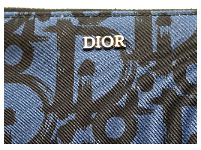 Clutch Christian Dior Dior Oblique Nero Blu - vista 8