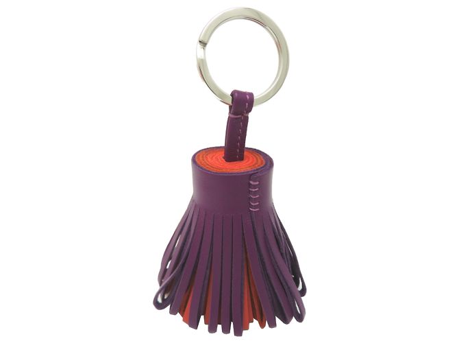 Hermès Portachiavi in pelle Hermes Carmen Arancione e Viola Porpora - vista 2