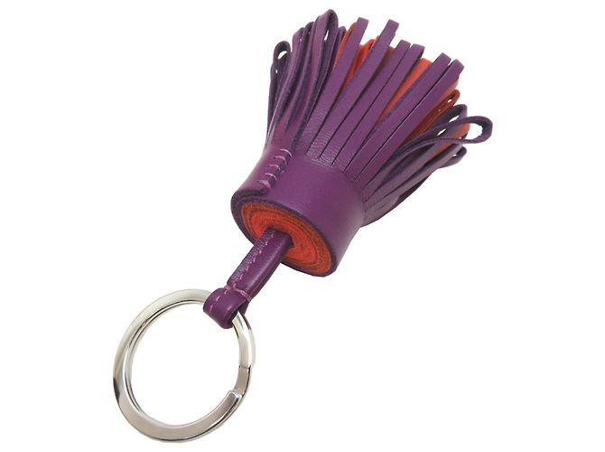 Hermès Portachiavi in pelle Hermes Carmen Arancione e Viola Porpora - vista 4