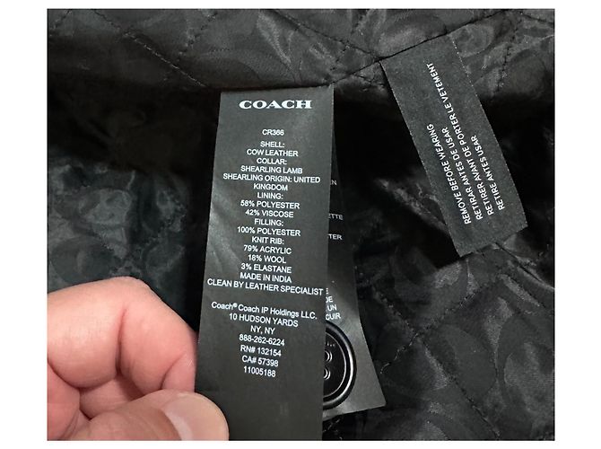 Coach Shearling Collar Leather Bomber Jacket Black - view 11