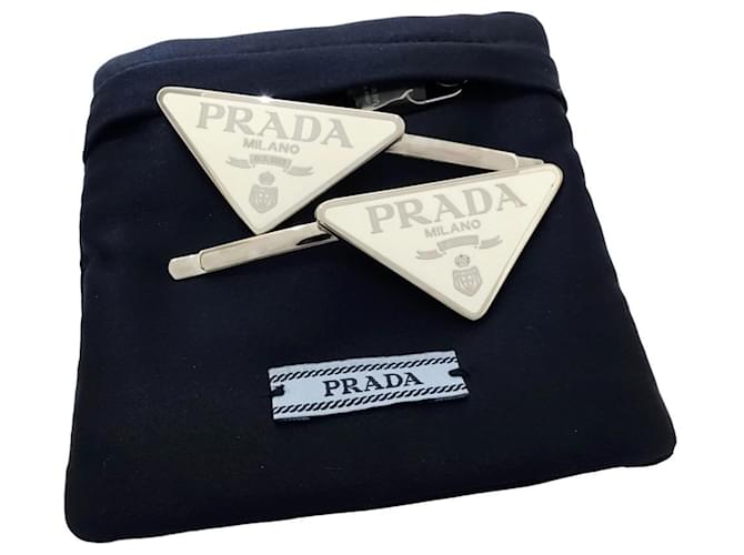 Set di mollette per capelli in metallo bianco Prada - vista 3