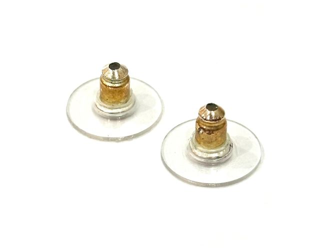 Orecchini a lobo Chanel placcati oro con strass - vista 5