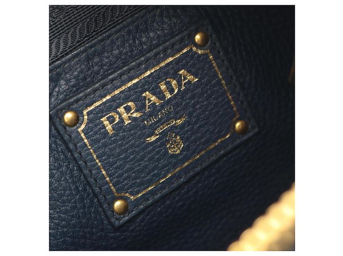 Borsa Tote Prada Navy Vitello Daino Blu navy - vista 4