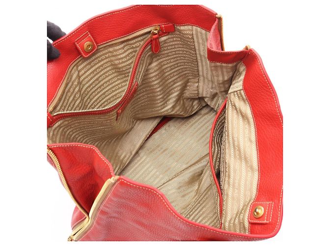 Bolsa Tote Prada Vitello Daino Vermelho - vista 3