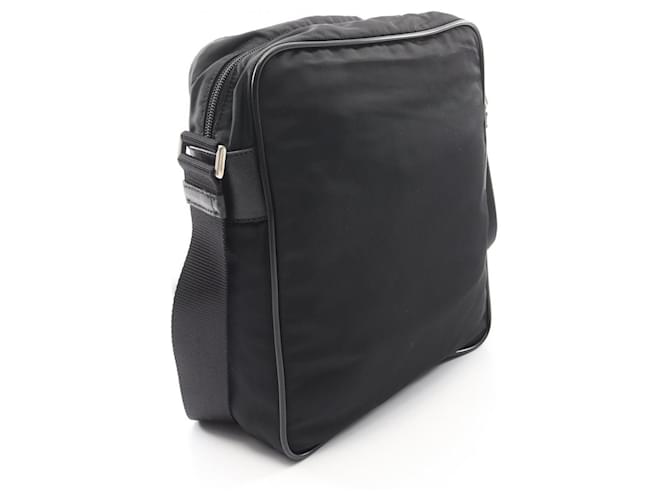 Saffiano Prada Triangle Logo Schultertasche Schwarz - Ansicht 2