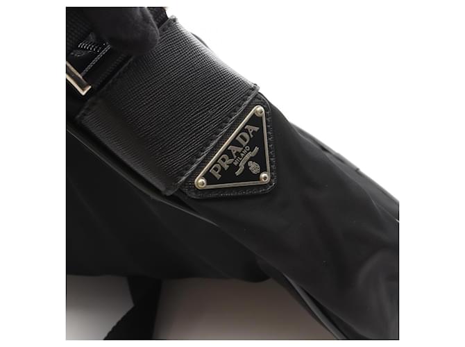 Saffiano Prada Triangle Logo Schultertasche Schwarz - Ansicht 9